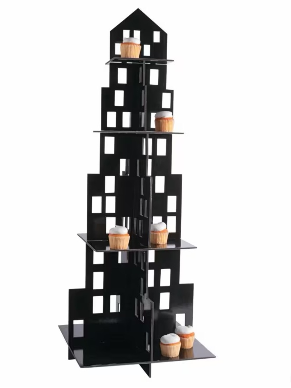 Tiered Cupcake Stand Black City Skyline